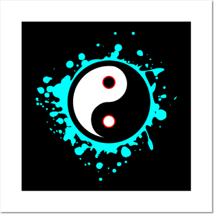 Yin and Yang Blue Splatter Posters and Art